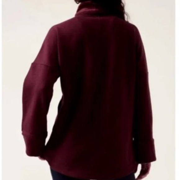 Athleta Cozy Karma Funnel Neck Sweatshirt Burgundy Oversized Pullover Large L - Picture 2 of 8
